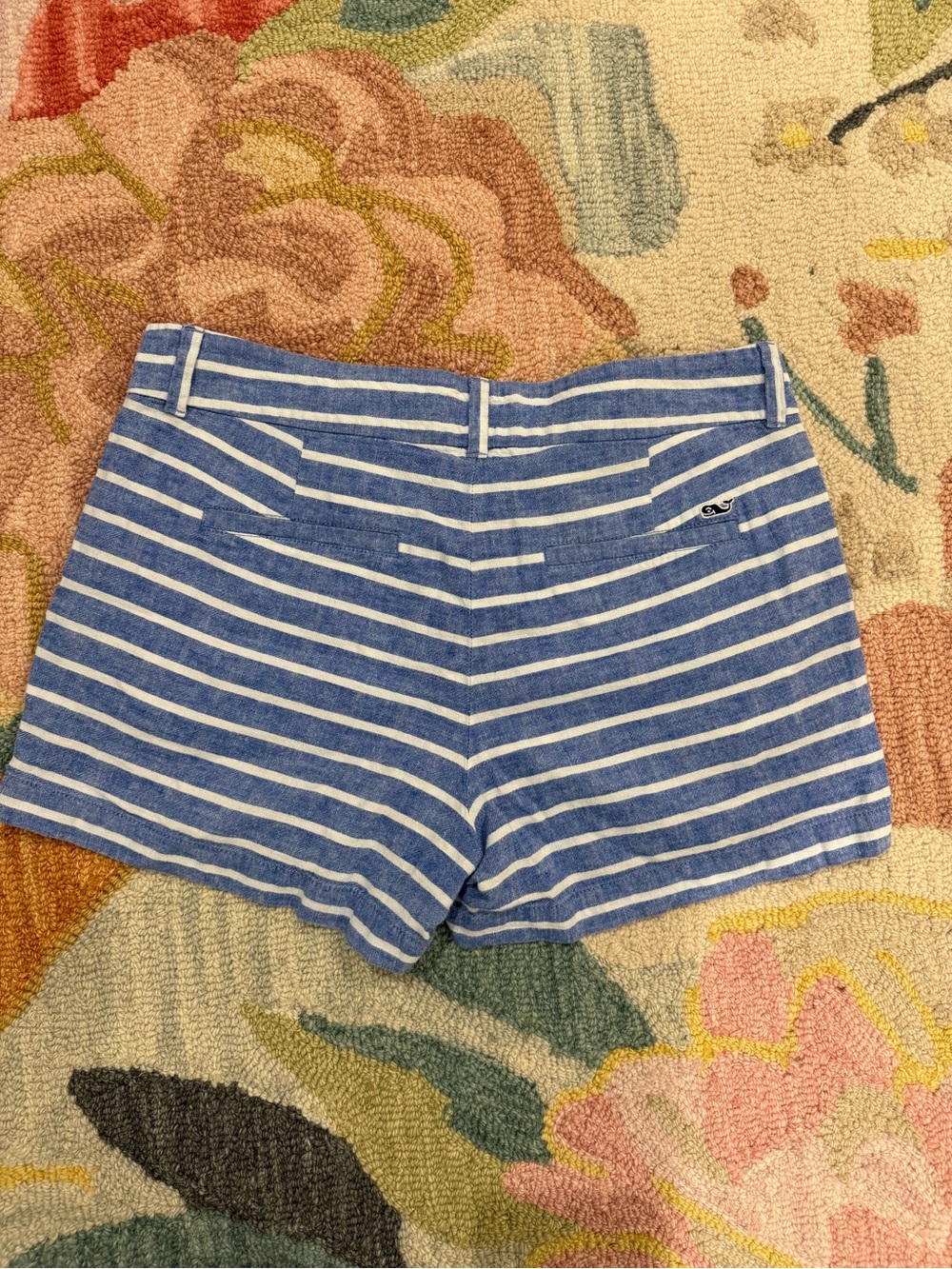 Vineyard Vines Blue and White Striped Women's Flat Front Shorts - Picture 3 of 3